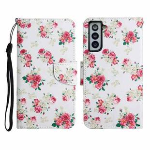 For Samsung Galaxy S21 5G Painted Pattern Horizontal Flip Leather Case with Holder & Card Slot & Wallet(Red Peony Flower)