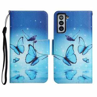 For Samsung Galaxy S21 5G Painted Pattern Horizontal Flip Leather Case with Holder & Card Slot & Wallet(Flying Butterfly)