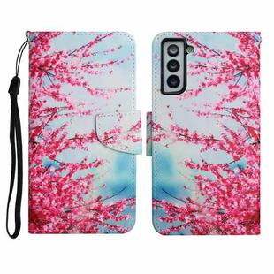 For Samsung Galaxy S21+ 5G Painted Pattern Horizontal Flip Leather Case with Holder & Card Slot & Wallet(Red Cherry Blossoms)