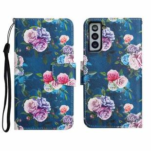 For Samsung Galaxy S21+ 5G Painted Pattern Horizontal Flip Leather Case with Holder & Card Slot & Wallet(Fluorescent Rose)