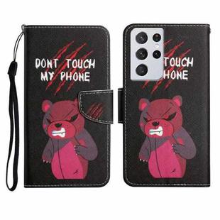 For Samsung Galaxy S21 Ultra 5G Painted Pattern Horizontal Flip Leather Case with Holder & Card Slot & Wallet(Red Bear)