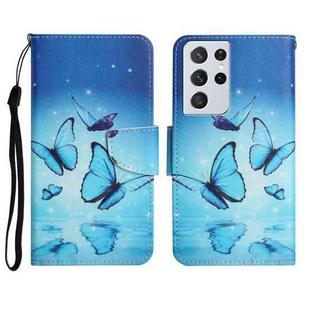 For Samsung Galaxy S21 Ultra 5G Painted Pattern Horizontal Flip Leather Case with Holder & Card Slot & Wallet(Flying Butterfly)