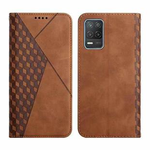 For OPPO Realme V13 5G / Realme 8 5G Diamond Pattern Splicing Skin Feel Magnetic Horizontal Flip Leather Case with Card Slots & Holder & Wallet(Brown)