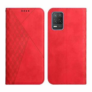 For OPPO Realme V13 5G / Realme 8 5G Diamond Pattern Splicing Skin Feel Magnetic Horizontal Flip Leather Case with Card Slots & Holder & Wallet(Red)