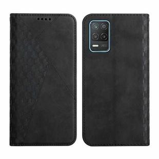For OPPO Realme V13 5G / Realme 8 5G Diamond Pattern Splicing Skin Feel Magnetic Horizontal Flip Leather Case with Card Slots & Holder & Wallet(Black)