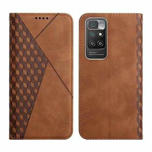 For Xiaomi Redmi 10 Diamond Pattern Splicing Skin Feel Magnetic Horizontal Flip Leather Case with Card Slots & Holder & Wallet(Brown)