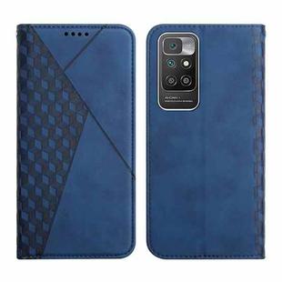 For Xiaomi Redmi 10 Diamond Pattern Splicing Skin Feel Magnetic Horizontal Flip Leather Case with Card Slots & Holder & Wallet(Blue)
