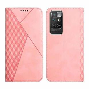 For Xiaomi Redmi 10 Diamond Pattern Splicing Skin Feel Magnetic Horizontal Flip Leather Case with Card Slots & Holder & Wallet(Rose Gold)