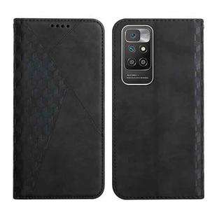 For Xiaomi Redmi 10 Diamond Pattern Splicing Skin Feel Magnetic Horizontal Flip Leather Case with Card Slots & Holder & Wallet(Black)