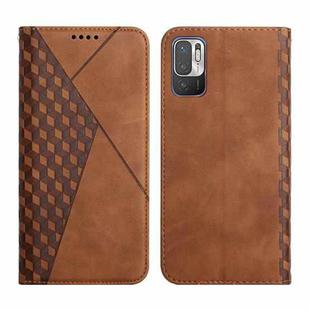 For Xiaomi Redmi Note 10 5G / Note 10T 5G / Poco M3 Pro 5G Diamond Pattern Splicing Skin Feel Magnetic Horizontal Flip Leather Case with Card Slots & Holder & Wallet(Brown)