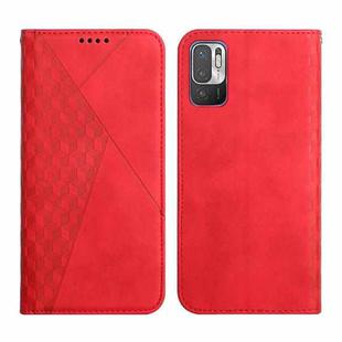 For Xiaomi Redmi Note 10 5G / Note 10T 5G / Poco M3 Pro 5G Diamond Pattern Splicing Skin Feel Magnetic Horizontal Flip Leather Case with Card Slots & Holder & Wallet(Red)