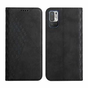 For Xiaomi Redmi Note 10 5G / Note 10T 5G / Poco M3 Pro 5G Diamond Pattern Splicing Skin Feel Magnetic Horizontal Flip Leather Case with Card Slots & Holder & Wallet(Black)