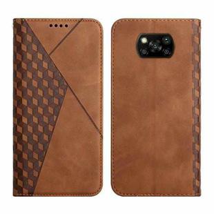For Xiaomi Poco X3 NFC / X3 Pro / X3 Diamond Pattern Splicing Skin Feel Magnetic Horizontal Flip Leather Case with Card Slots & Holder & Wallet(Brown)