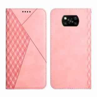 For Xiaomi Poco X3 NFC / X3 Pro / X3 Diamond Pattern Splicing Skin Feel Magnetic Horizontal Flip Leather Case with Card Slots & Holder & Wallet(Rose Gold)
