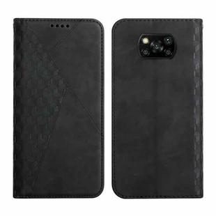 For Xiaomi Poco X3 NFC / X3 Pro / X3 Diamond Pattern Splicing Skin Feel Magnetic Horizontal Flip Leather Case with Card Slots & Holder & Wallet(Black)