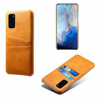 For Samsung Galaxy S20+ Calf Texture PC + PU Leather Back Cover Shockproof Case with Dual Card Slots(Orange)