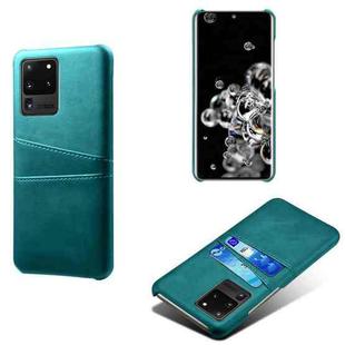 For Samsung Galaxy S20 Ultra Calf Texture PC + PU Leather Back Cover Shockproof Case with Dual Card Slots(Green)