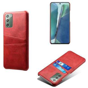 For Samsung Galaxy Note20 Calf Texture PC + PU Leather Back Cover Shockproof Case with Dual Card Slots(Red)