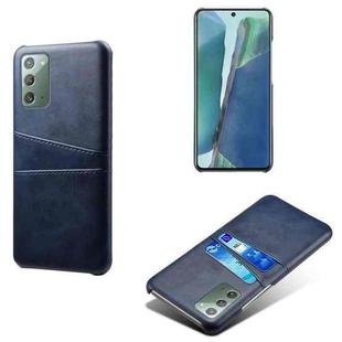 For Samsung Galaxy Note20 Calf Texture PC + PU Leather Back Cover Shockproof Case with Dual Card Slots(Blue)