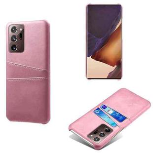 For Samsung Galaxy Note20 Ultra Calf Texture PC + PU Leather Back Cover Shockproof Case with Dual Card Slots(Pink)
