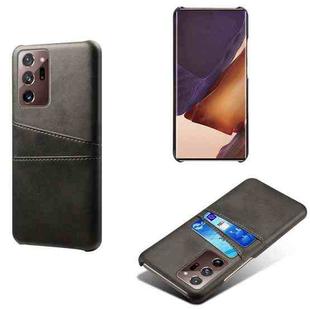 For Samsung Galaxy Note20 Ultra Calf Texture PC + PU Leather Back Cover Shockproof Case with Dual Card Slots(Black)