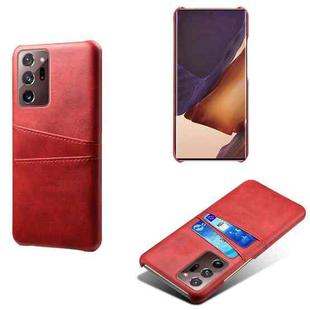 For Samsung Galaxy Note20 Ultra Calf Texture PC + PU Leather Back Cover Shockproof Case with Dual Card Slots(Red)