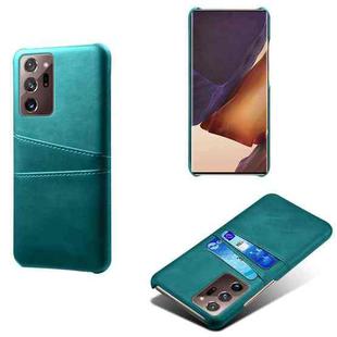 For Samsung Galaxy Note20 Ultra Calf Texture PC + PU Leather Back Cover Shockproof Case with Dual Card Slots(Green)