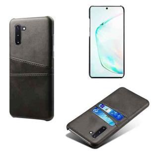 For Samsung Galaxy Note10 Calf Texture PC + PU Leather Back Cover Shockproof Case with Dual Card Slots(Black)