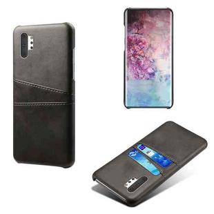 For Samsung Galaxy Note10+ Calf Texture PC + PU Leather Back Cover Shockproof Case with Dual Card Slots(Black)