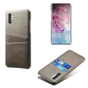 For Samsung Galaxy Note10+ Calf Texture PC + PU Leather Back Cover Shockproof Case with Dual Card Slots(Grey)