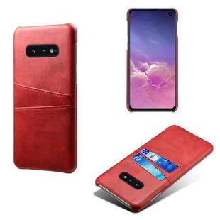 For Samsung Galaxy S10e Calf Texture PC + PU Leather Back Cover Shockproof Case with Dual Card Slots(Red)