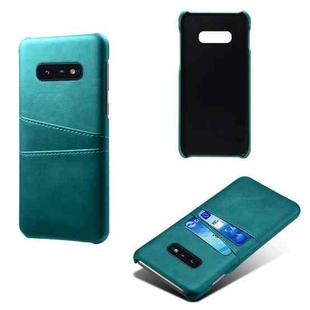 For Samsung Galaxy S10e Calf Texture PC + PU Leather Back Cover Shockproof Case with Dual Card Slots(Green)