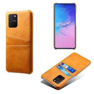 For Samsung Galaxy S10 Lite/ M80s Calf Texture PC + PU Leather Back Cover Shockproof Case with Dual Card Slots(Orange)