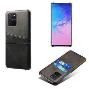 For Samsung Galaxy S10 Lite/ M80s Calf Texture PC + PU Leather Back Cover Shockproof Case with Dual Card Slots(Black)