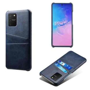 For Samsung Galaxy S10 Lite/ M80s Calf Texture PC + PU Leather Back Cover Shockproof Case with Dual Card Slots(Blue)