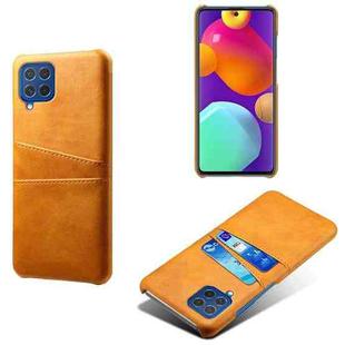 For Samsung Galaxy M62 Calf Texture PC + PU Leather Back Cover Shockproof Case with Dual Card Slots(Orange)