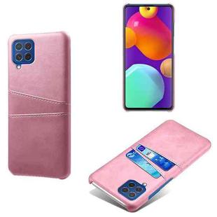 For Samsung Galaxy M62 Calf Texture PC + PU Leather Back Cover Shockproof Case with Dual Card Slots(Pink)
