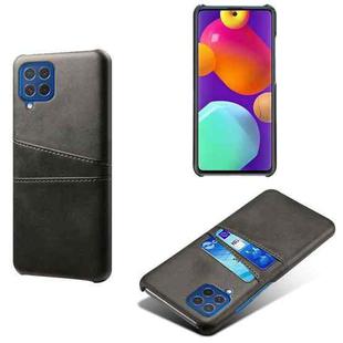 For Samsung Galaxy M62 Calf Texture PC + PU Leather Back Cover Shockproof Case with Dual Card Slots(Black)