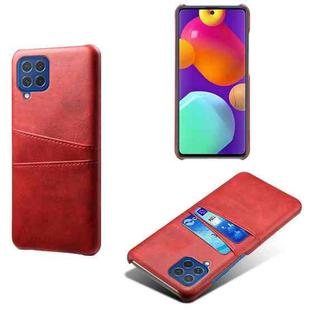 For Samsung Galaxy M62 Calf Texture PC + PU Leather Back Cover Shockproof Case with Dual Card Slots(Red)