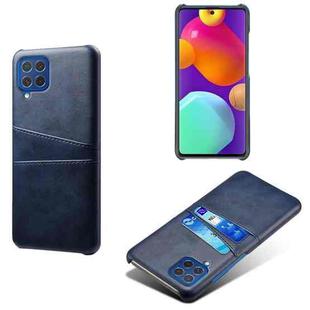 For Samsung Galaxy M62 Calf Texture PC + PU Leather Back Cover Shockproof Case with Dual Card Slots(Blue)
