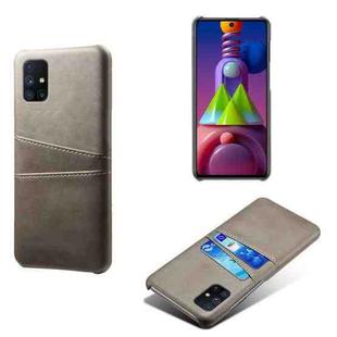 For Samsung Galaxy M51 Calf Texture PC + PU Leather Back Cover Shockproof Case with Dual Card Slots(Grey)