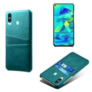 For Samsung Galaxy M40 Calf Texture PC + PU Leather Back Cover Shockproof Case with Dual Card Slots(Green)
