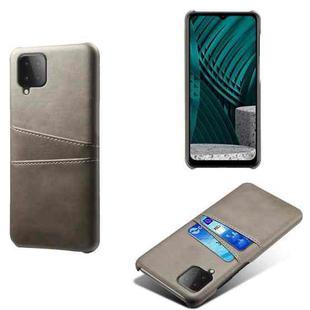 For Samsung Galaxy M12 Calf Texture PC + PU Leather Back Cover Shockproof Case with Dual Card Slots(Grey)
