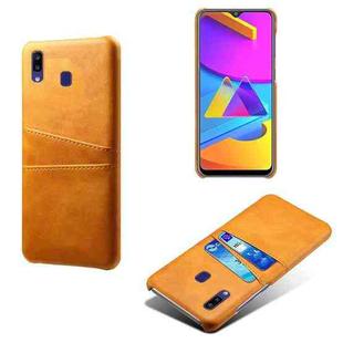 For Samsung Galaxy M10s Calf Texture PC + PU Leather Back Cover Shockproof Case with Dual Card Slots(Orange)