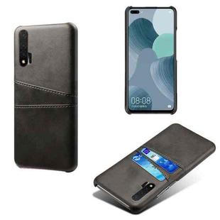 For Huawei nova 6 Calf Texture PC + PU Leather Back Cover Shockproof Case with Dual Card Slots(Black)