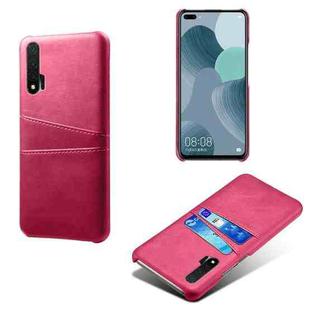 For Huawei nova 6 Calf Texture PC + PU Leather Back Cover Shockproof Case with Dual Card Slots(Rose Red)