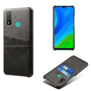 For Huawei P smart 2020 Calf Texture PC + PU Leather Back Cover Shockproof Case with Dual Card Slots(Black)