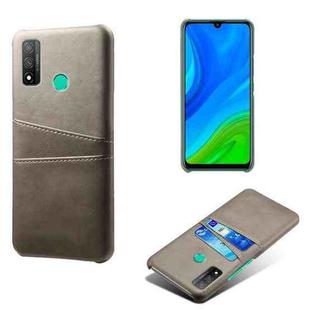 For Huawei P smart 2020 Calf Texture PC + PU Leather Back Cover Shockproof Case with Dual Card Slots(Grey)