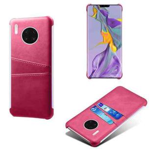 For Huawei Mate 30 Pro Calf Texture PC + PU Leather Back Cover Shockproof Case with Dual Card Slots(Rose Red)