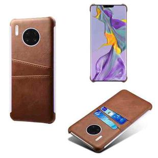 For Huawei Mate 30 Pro Calf Texture PC + PU Leather Back Cover Shockproof Case with Dual Card Slots(Brown)
